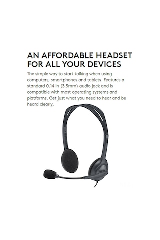 Leezsing Logitech H111 Kulaklık Mikrofonlu - 3.5mm Bağlantılı, 180 Dönebilir Mikrofonlu, Rahat Kullanım