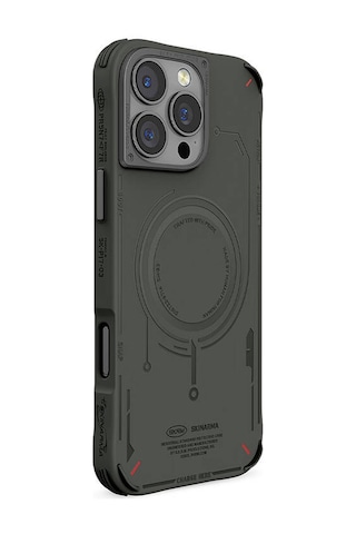 Apple iPhone 16 Pro Max Uyumlu Kılıf Magsafe Özellikli Metal Kamera Çerçeveli Skinarma Mecha Serisi Olive