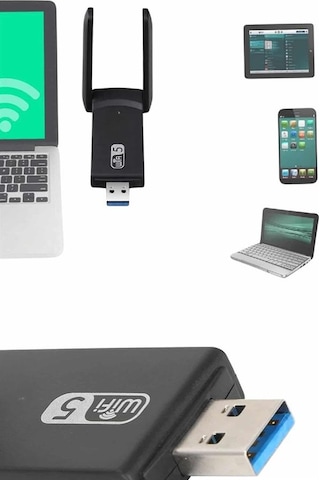 Mbps - 867 - Wifi Alıcı Kablosuz Wifi Adaptörü Çift Band - Csmo-tex - Çift Antenli