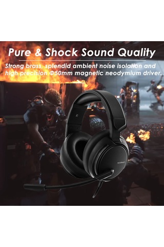 Kangvka Nubwo N12 Kablolu Oyun Kulaklığı 50mm Sürücü, Gürültü Engelleme Mikrofon, Ses Kontrolü, Kolay Uyumlu, Pc/ps4/xbox Uyumlu Siyah