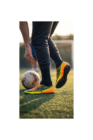 Papatay 2973 Erkek Ortopedik Taban Esnek Yarım Bilekli Halı Saha Ayakkabı - Erkek Dişli Halı Saha Futbol Ayakkabı Sarı Sarı
