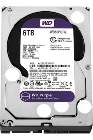 WD Purple WD60PURZ 3.5" 6 TB 5400 RPM SATA 3 HDD