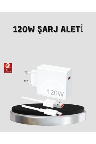120w Hızlı Şarj Başlığı Ultra Güçlü Type-c Adaptör Kablo Dahil