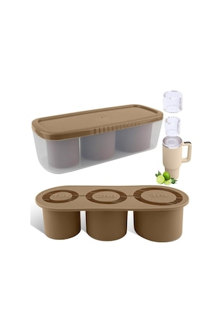 Dinosaurs 30-40 Oz Bardak Için Buz Küpü Tepsisi, Kapaklı Ve Kutulu 3 Adet Silikon Buz Küpü Kalıpları Ahşap