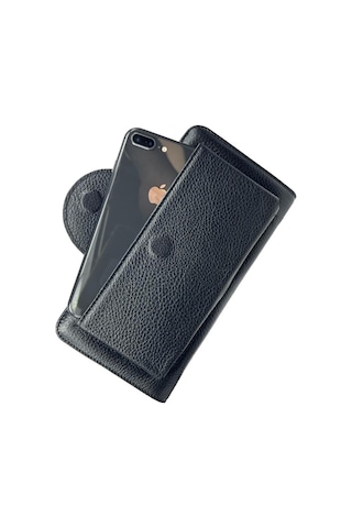 Çanta Yurdu Diga Hakiki Deri 2003 Kartlık Telefon El Çantası Siyah Siyah