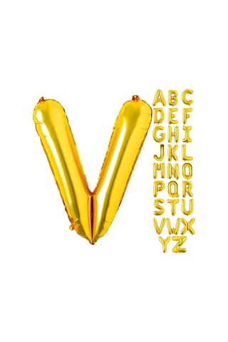 V Harf Gold Folyo Balon16 İnç 36 cm