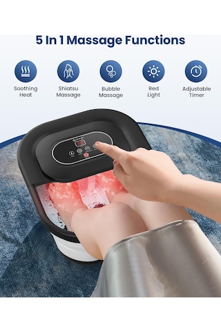 Comfıer Isıtmalı Ayak Spa Masaj Aleti, Titreşimli Ayak Banyosu, Kabarcıklar, Masaj Silindirleri, Konforlu Ev Spa İçin Ayarlanabilir Sıcaklık, Kadın Erkek İçin Hediyeler