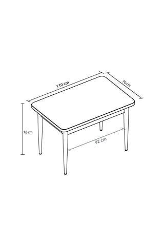 Pista 70x110 Mdf Masa Ahşap Ayaklı Sabit Üst Kalite Mutfak Masası Yemek Odası Masası Salon Masası Siyahmermer