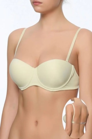 Pierre Cardin Kadın Ten 6021 Balenli Straplez Şeffaf Askılı Desteksiz Micro Sütyen Ten