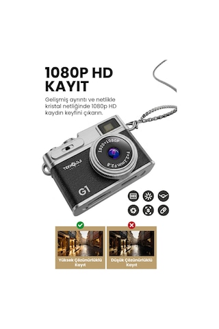 Teknoloji Gelsin Mini 1080P Ekranlı Dijital Anahtarlık Vlog Kamerası