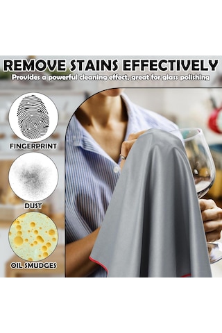 Lemestar 6 Adet Büyük Boy Mikrofiber Temizlik Mendili Kömür-slate , Kir Ve Lekesiz Cam, Pencere Ve Kristal Temizliği İçin, Yıkama Uygun, Yeniden Kullanılabilir Gri