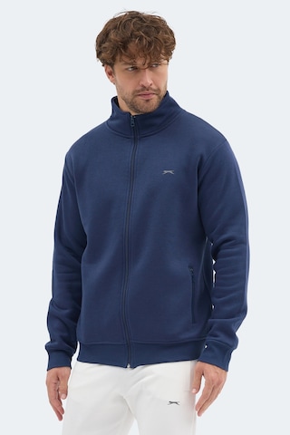 Slazenger Mendoza I Erkek Fermuarlı Dik Yaka Cepli Lacivert Sweatshırt Lacivert