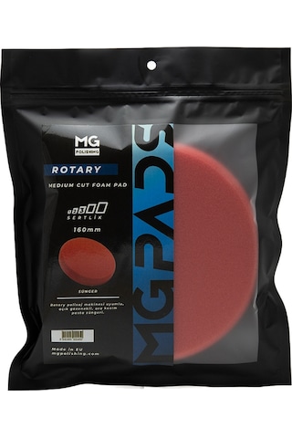 Mg Pads Rotary Ara Kesim İnce Pasta Süngeri Kırmızı - 160 Mm