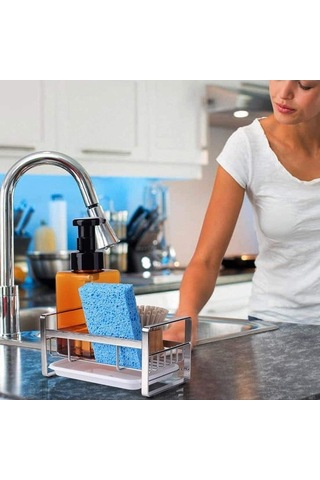 Dancemonkey Lavabo Bezleri Rafı Mutfak Gereçleri Askısı Paslanmaz Çelik Gümüş Gümüş