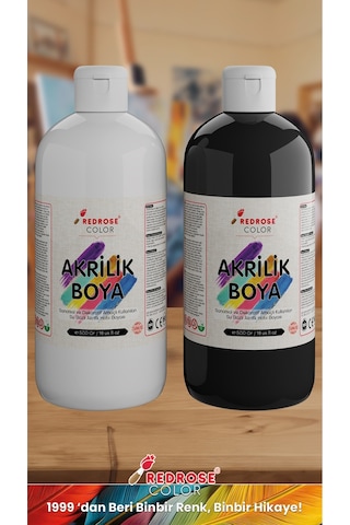 Red Rose Siyah-beyaz Akrilik Boya 2'li Set 2 x 500  G