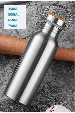 Suntek Paslanmaz Çelik Spor Bisiklet Su Şişesi Bambu Kapak 500 ML Gri