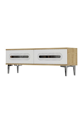 Tsa1220dbs - Ranytv120 Tv Stand, Tv Sehpası Safirmeşe - Beyaz- Sılver 120cm Safirmeşe - Beyaz - Sılver