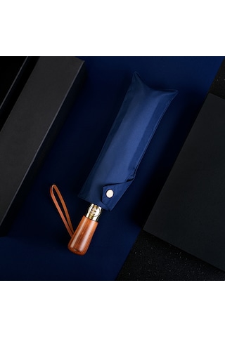 Aventus Umbrella Ahşap Saplı 12 Telli Şemsiye Siyah Lacivert