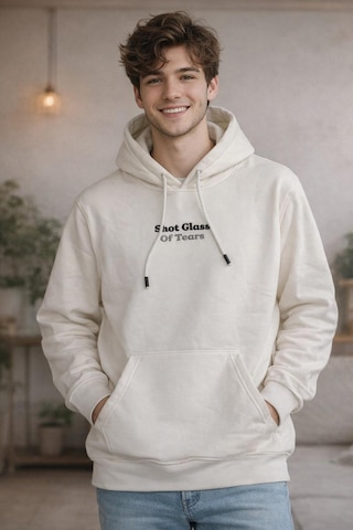 Starzone Kapüşonlu Shot Glass Tasarım Baskılı Sweatshirt Beyaz