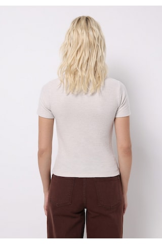 Colin's Colins Slim Fit Dik Yaka Düz Kadın Ekru Kısa Kol Tişört Cl1077100 Q1.v2 Ecm Ecru Melange