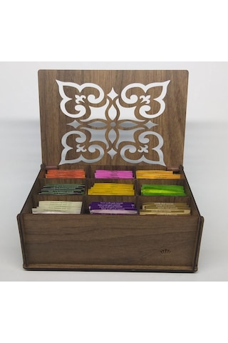 Ahşap Çay Kutusu Tea Box 9 Bölmeli Gdz 72 Adet Bitki Çayı Dahil Çok Renkli