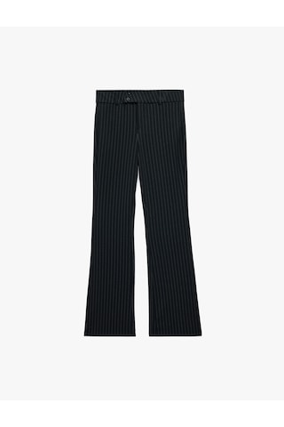 Koton Viskon Karışımlı Slim Fit Düğmeli İspanyol Paça Pantolon Lacivert Çizgili 6sal40088ık