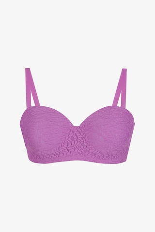 Kadın Dolgusuz Lez Dantelli Desteksiz Straplez Sütyen Gül Kurusu