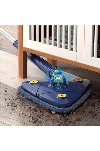 Xuweiwei Mavi 360 Derece Dönebilen Uzun Saplı Temizlik Paspası Islak Ve Kuru Çift Kullanımlı Zemin Duvar Cam Temizliği