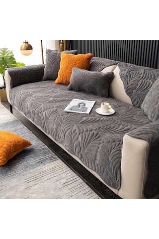 Kadife Kanepe Kapağı, 28x70 İnç, Evcil Hayvanlar İçin Uygun Kadife Kahve