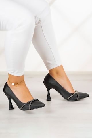 Erkan Saçmacı Abby Siyah Saten Burma Taşlı Abiye Ayakkabı