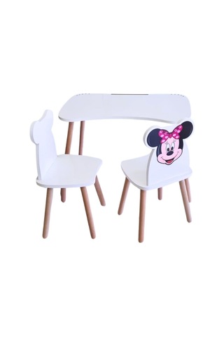 Liva Ahşap Çocuk Aktivite 1 Masa 2 Sandalye Takımı 4-12 Yaş Minnie Mouse Çok Renkli