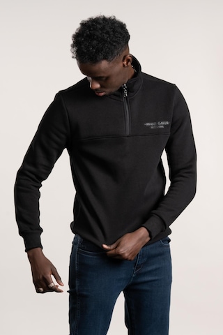 Fbı Fermuarlı Dik Yaka 3 İplik İçi Şardonlu Slimfit Sweatshirt Siyah