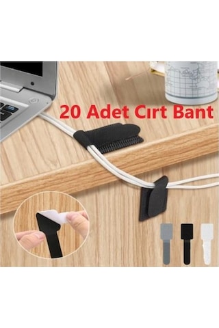 3b Trend 20 Adet Siyah Kendinden Yapışkanlı Cırt Cırt Bant Güçlü Tutunma, Çok Amaçlı Kullanım