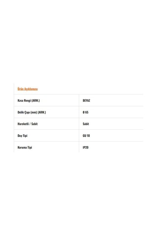 Jh608 B Beyaz Kare Sabit Spot