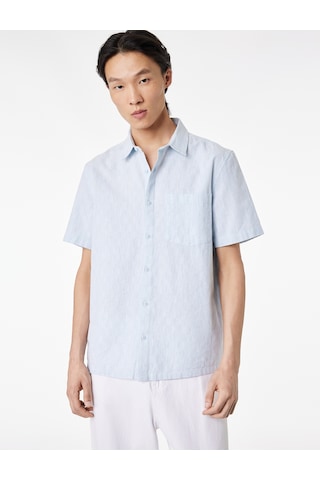 Koton Regular Fit Cepli Klasik Yaka Pamuklu Kısa Kollu Gömlek Mavi 6sam60059hw