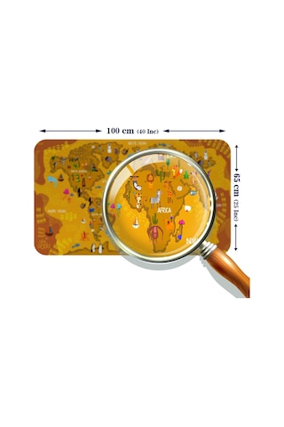 Eğitici Dünya Haritası Dünya Atlası Çocuk Ve Bebek Odası Duvar Sticker-60x105-3781 - Renkli Çok Renkli