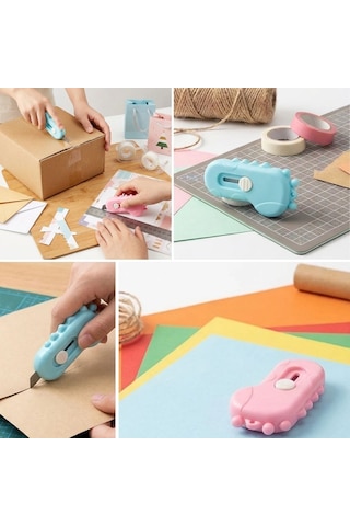 Buffer Dinozor Tasarımlı 2 Li Mini Makas Ve Falçata Seti Pratik Kargo Paket Açıcı Aparat