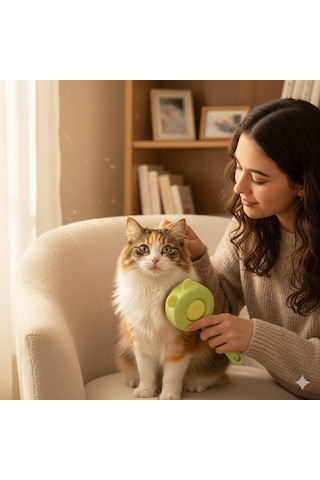 Metal Dişli, Kendini Temizleyen, Evcil Hayvan Bakım Fırçası - Yeşil