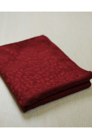 Laurel Scarf Leopar Desen Pamuk Ayrobin Jakar Şal Kırmızı