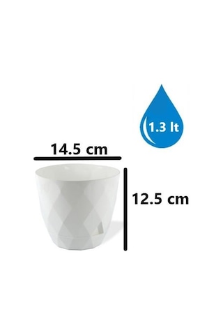 Omnipazar Krs-452 Yakamoz Tabaklı Plastik Saksı Takımı 1.3 Lt Beyaz 6 Adet