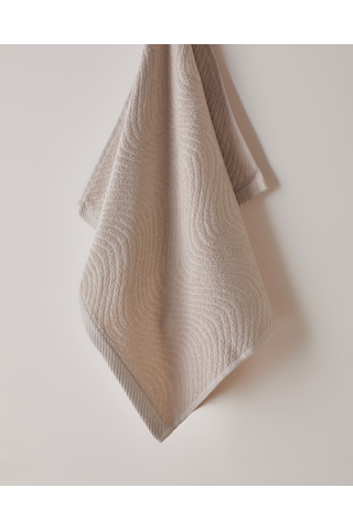 English Home Wave Pamuk Yüz Havlusu 50x70 Cm Açık Bej Açık Bej