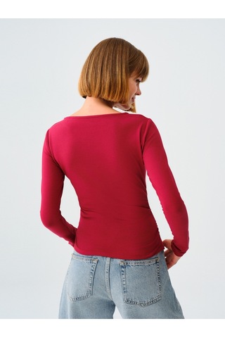 Fitted Kadın Tshirt U.kol Burgundy