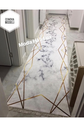 Platin Kaymaz Tabanlı Halı Yolluk Makinede Yıkanabilir Halı Gri