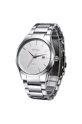 Xindoker Curren Gümüş Kayış Beyaz Ekranlı Klasik Tasarım Günlük Suya Dayanıklı Kalenderli Kuvars Kol Saati Çok Renkli