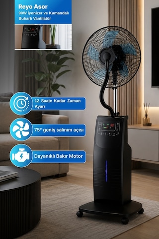 Reyo Asor 90W İyonizer ve Kumandalı Buharlı Vantilatör