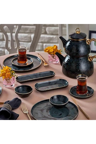 Neva N3163 Bitter Gülriz 26 Prç Kahvaltı Takımı Siyah