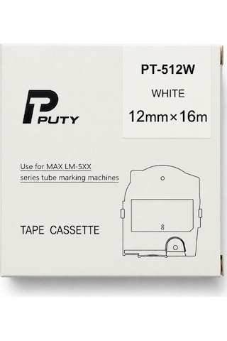 Lm-tp512w / Pt-512w Etiket Bant Kaseti Max Letawın Uyumlu 12mm X 16m Beyaz