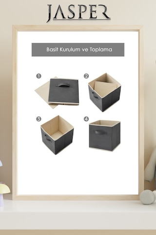 Jasper Dolap Içi Düzenleyici , Çamaşır Oyuncak Saklama Kutusu Sepet Organizer 33x30x30 Antrasit - Gri