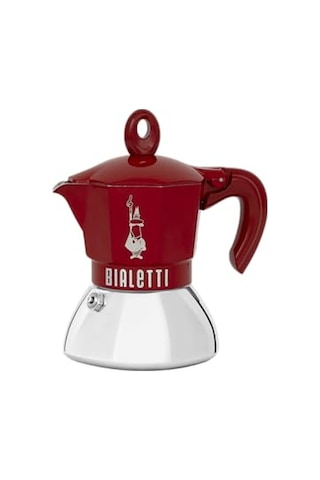 Bialetti - Moka Exclusive İndüksiyon: 2 Cups Ocak Üstü Espresso Pişirici - 100ml - Kırmızı Renk - Alt Hazne: Dış Paslanmaz Çelik İç Alüminyum - İndüksiyon Ocak Türleri İçin Uygundur