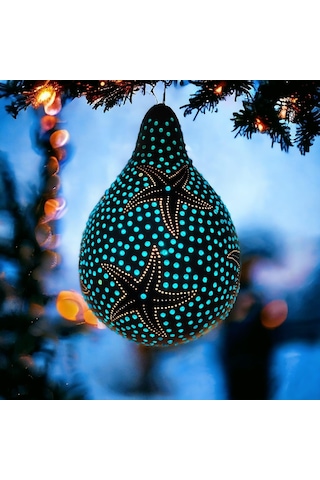 Deniz Yıldızı Desenli Su Kabağı Avize Bahçe Lambası Beyaz